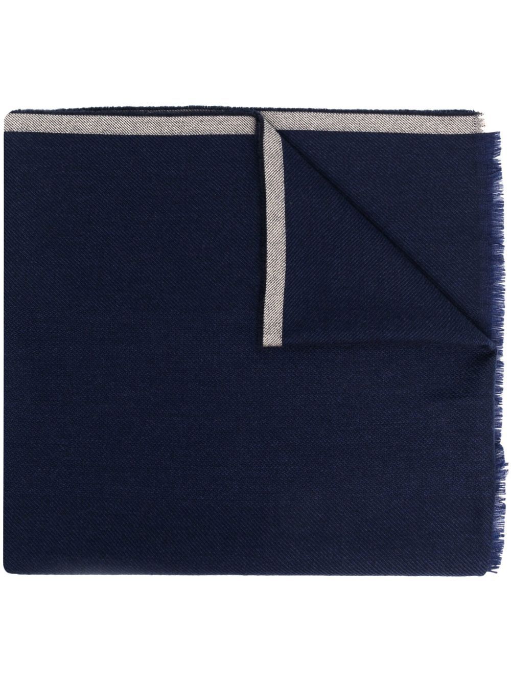 Sciarpa blu con bordo a contrasto 