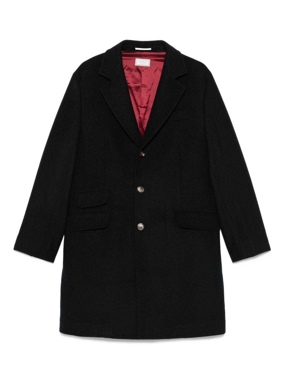 Cappotto nero con tasche applicate e revers classici 
