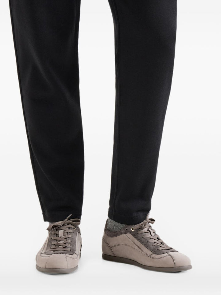 Sneakers in nabuk e pelle scamosciata stone 