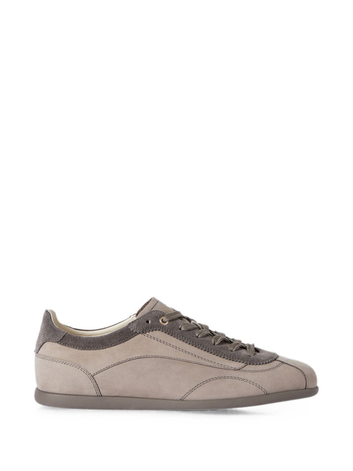 Sneakers in nabuk e pelle scamosciata stone 
