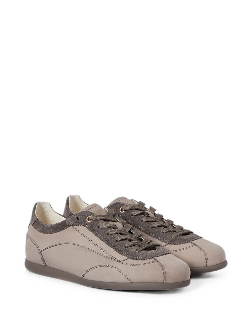 Sneakers in nabuk e pelle scamosciata stone 