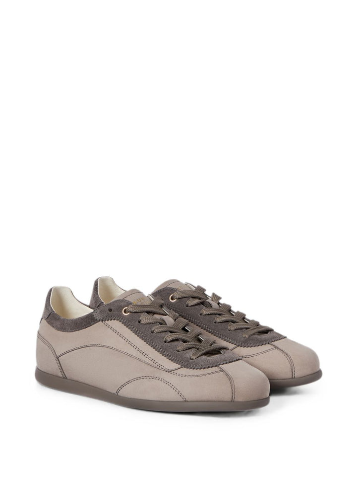 Sneakers in nabuk e pelle scamosciata stone 