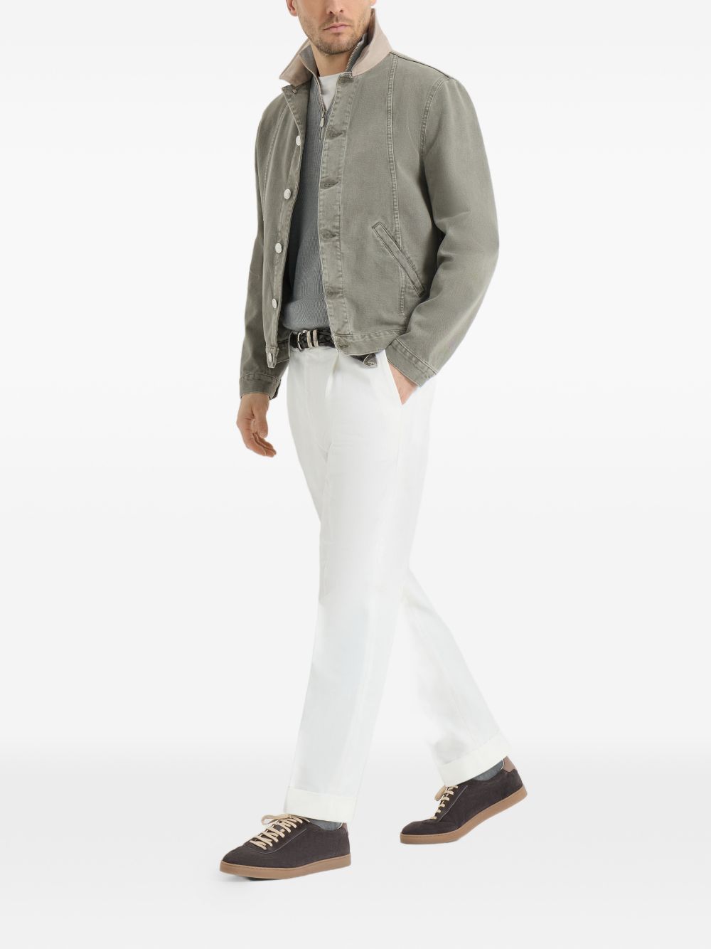 Sneakers grigie in pelle scamosciata 