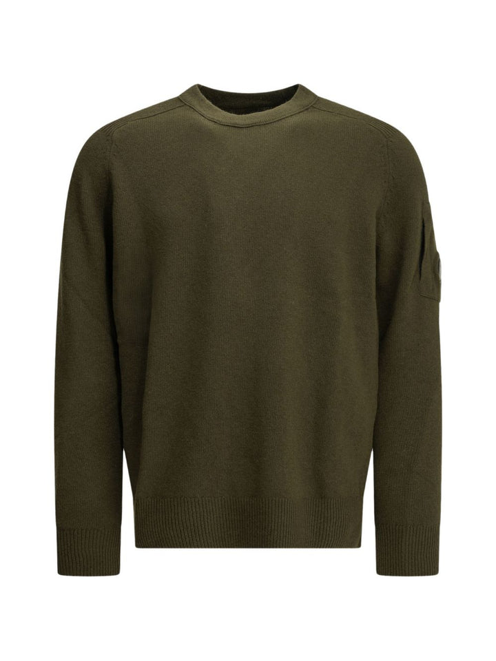 Maglione verde in lana con dettaglio Lente 