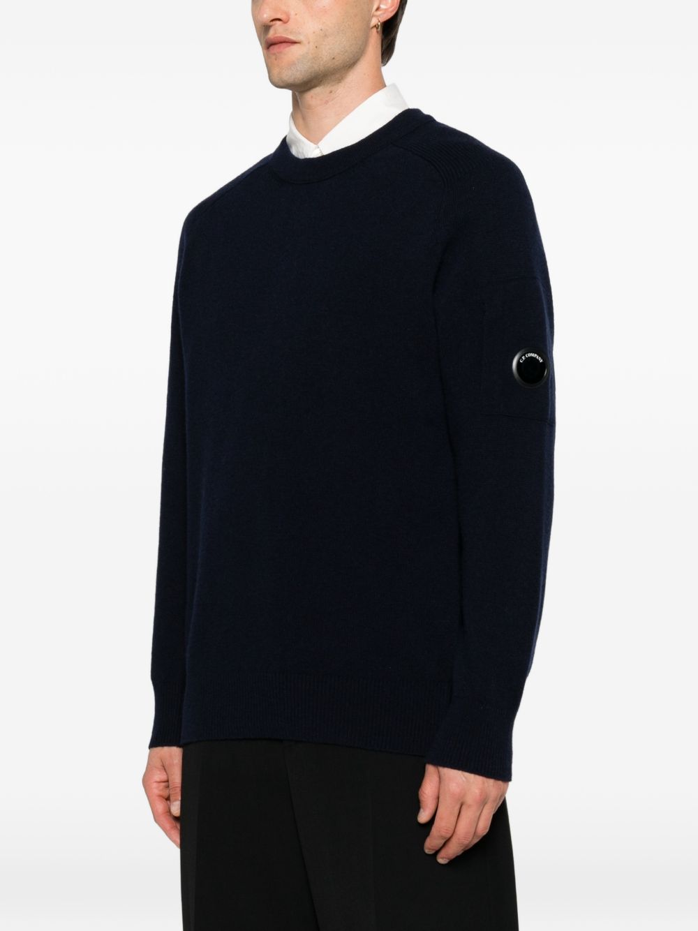 Maglione blu eclipse in lana con dettaglio Lente 