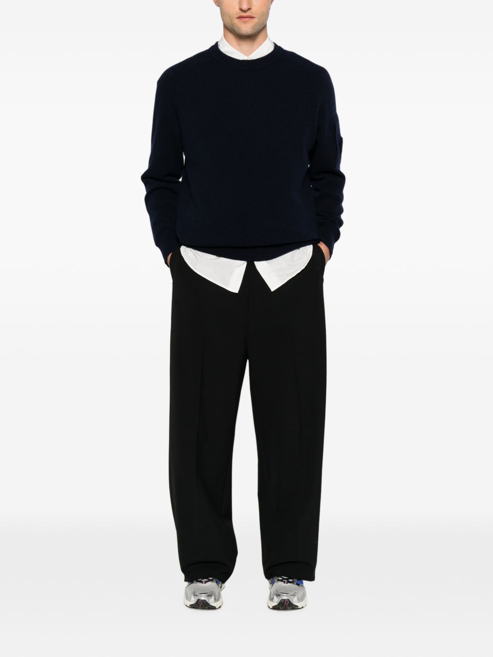 Maglione blu eclipse in lana con dettaglio Lente 