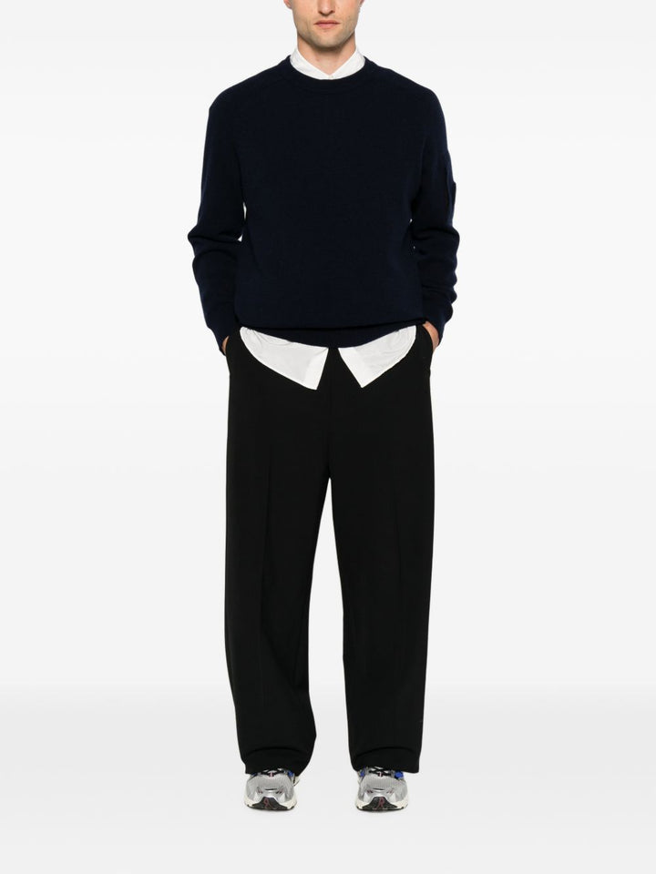 Maglione blu eclipse in lana con dettaglio Lente 