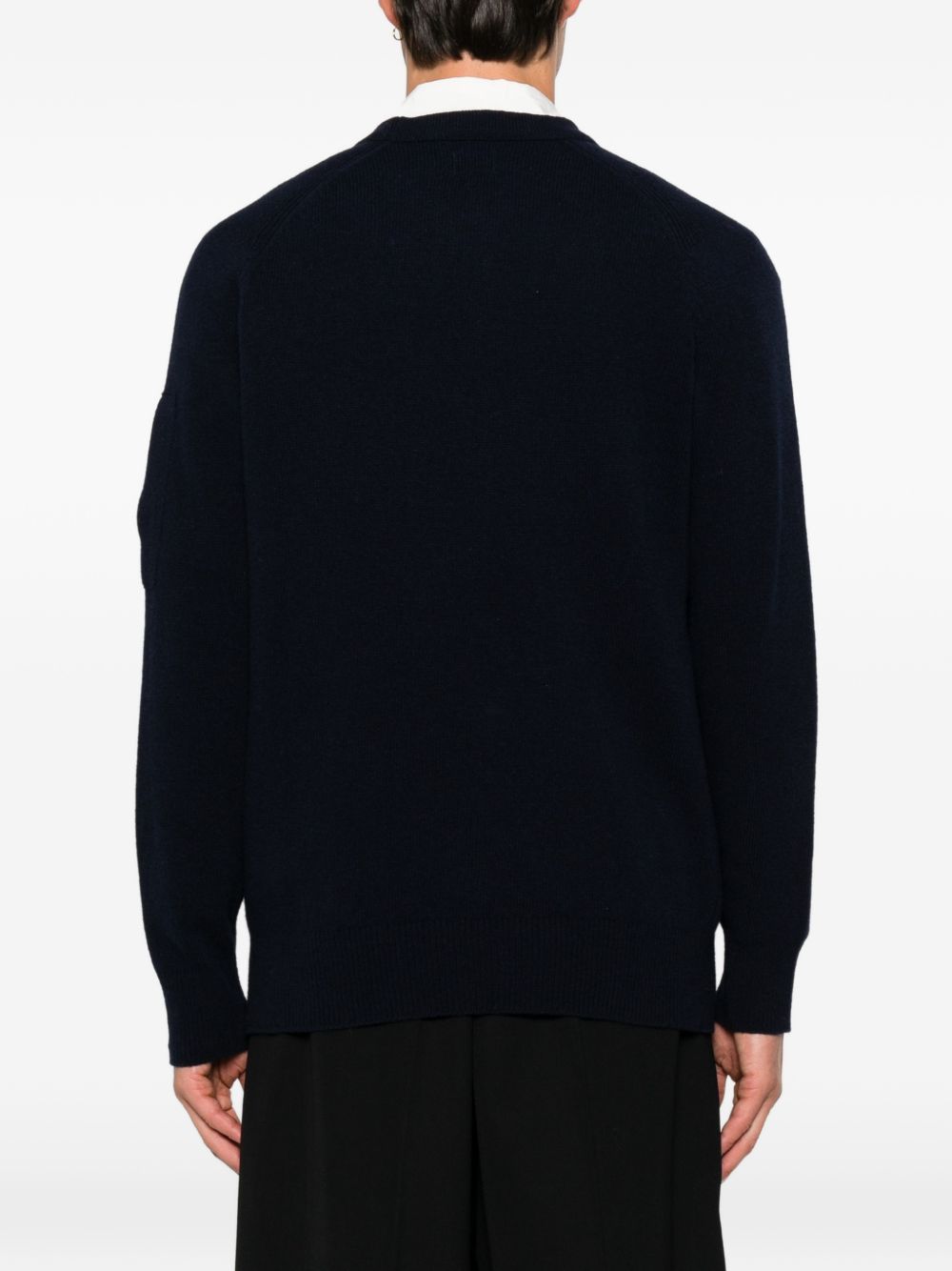 Maglione blu eclipse in lana con dettaglio Lente 