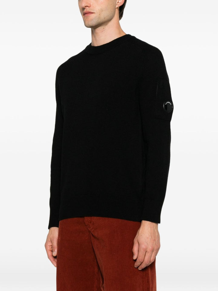 Maglione nero in lana con dettaglio Lente 