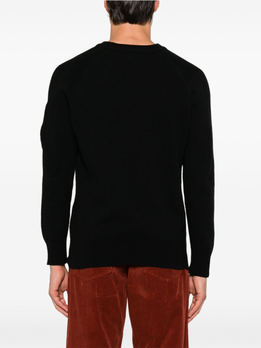 Maglione nero in lana con dettaglio Lente 