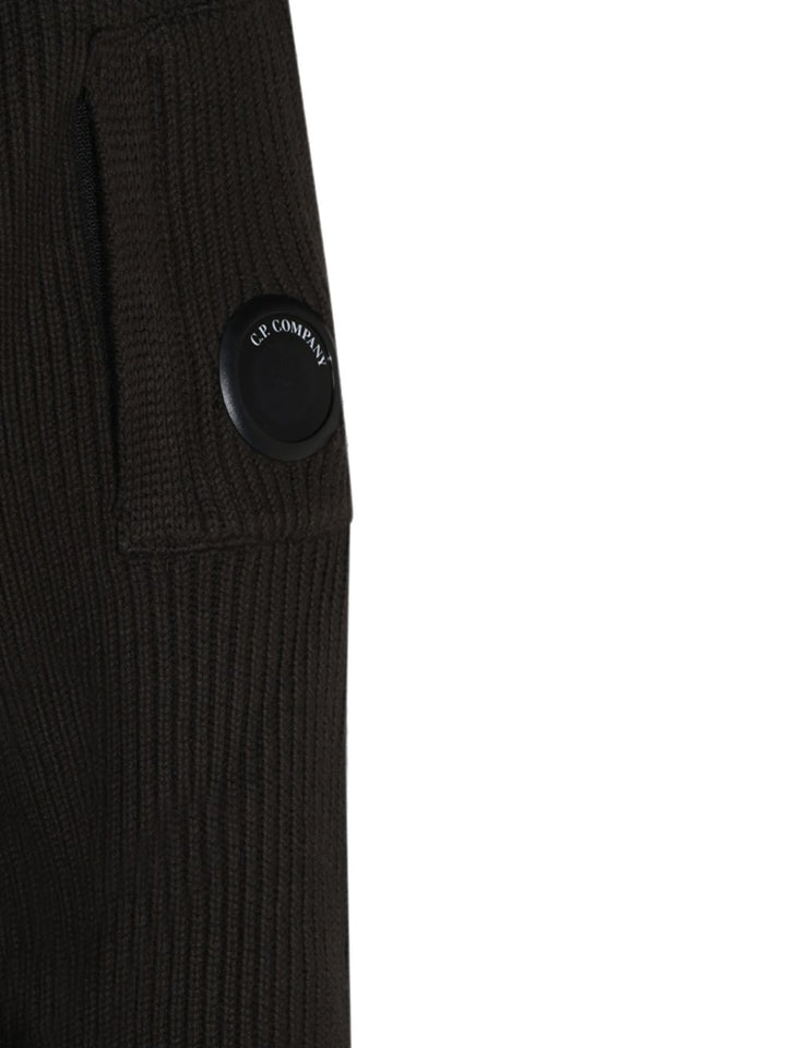 Maglione raven girocollo in cotone a coste con dettaglio Lente 