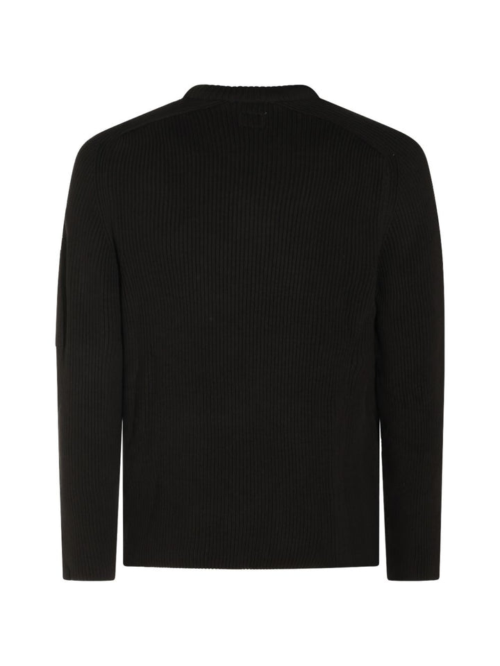 Maglione raven girocollo in cotone a coste con dettaglio Lente 