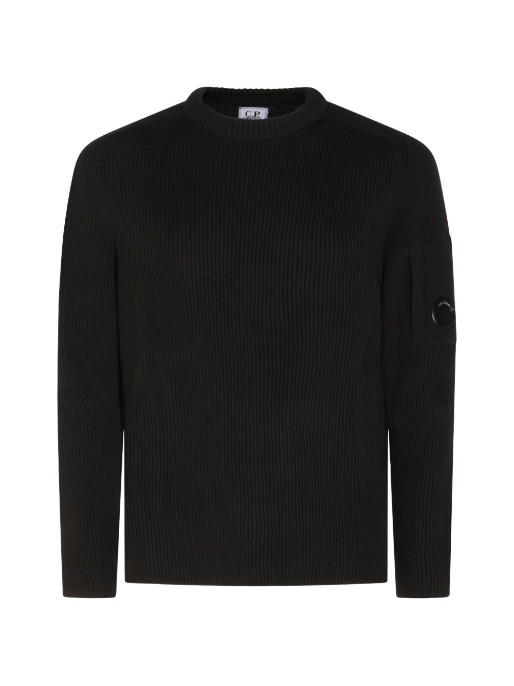 Maglione raven girocollo in cotone a coste con dettaglio Lente 
