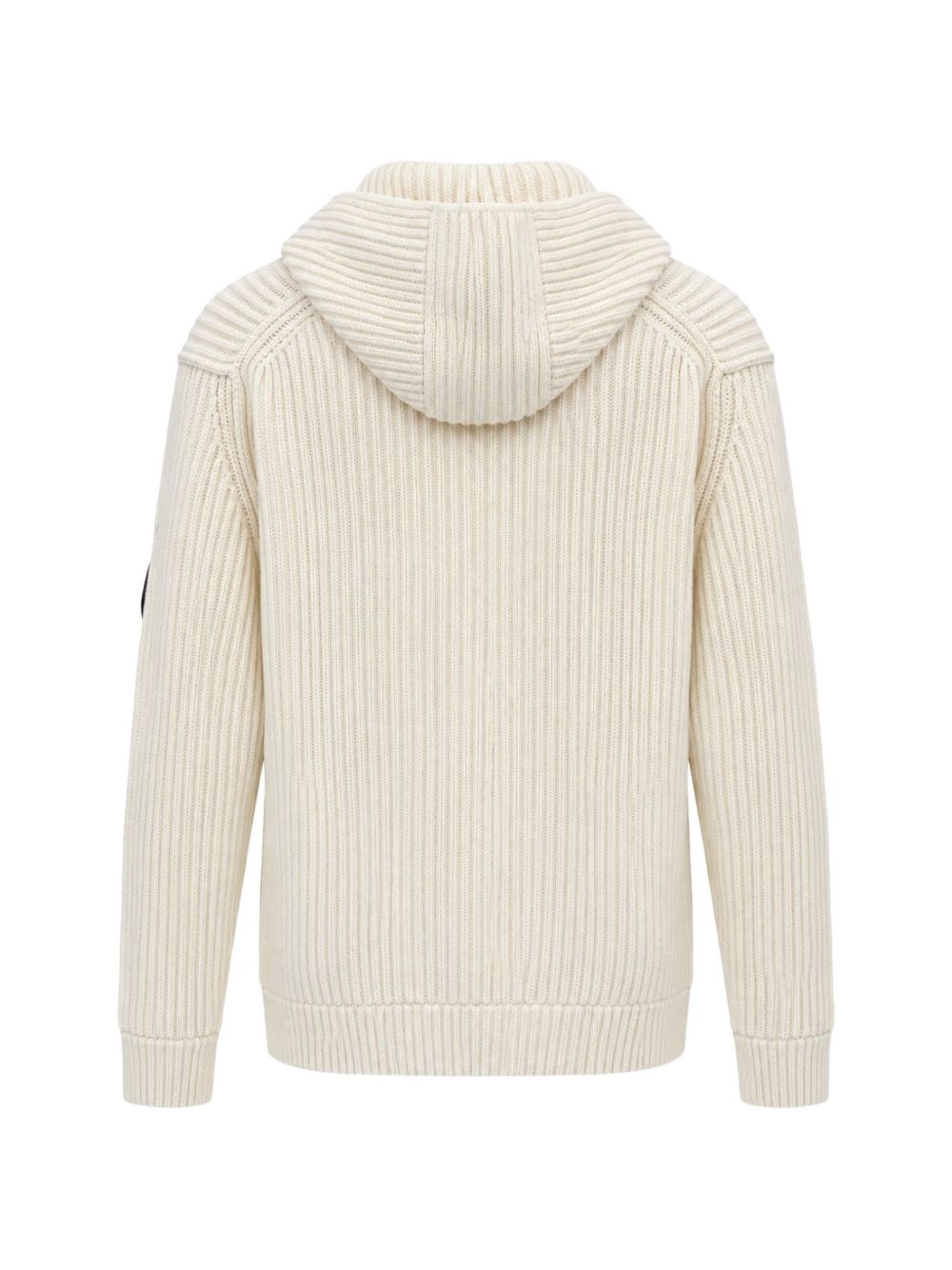 Giacca con zip e cappuccio in lambswool GRS bianco garza 