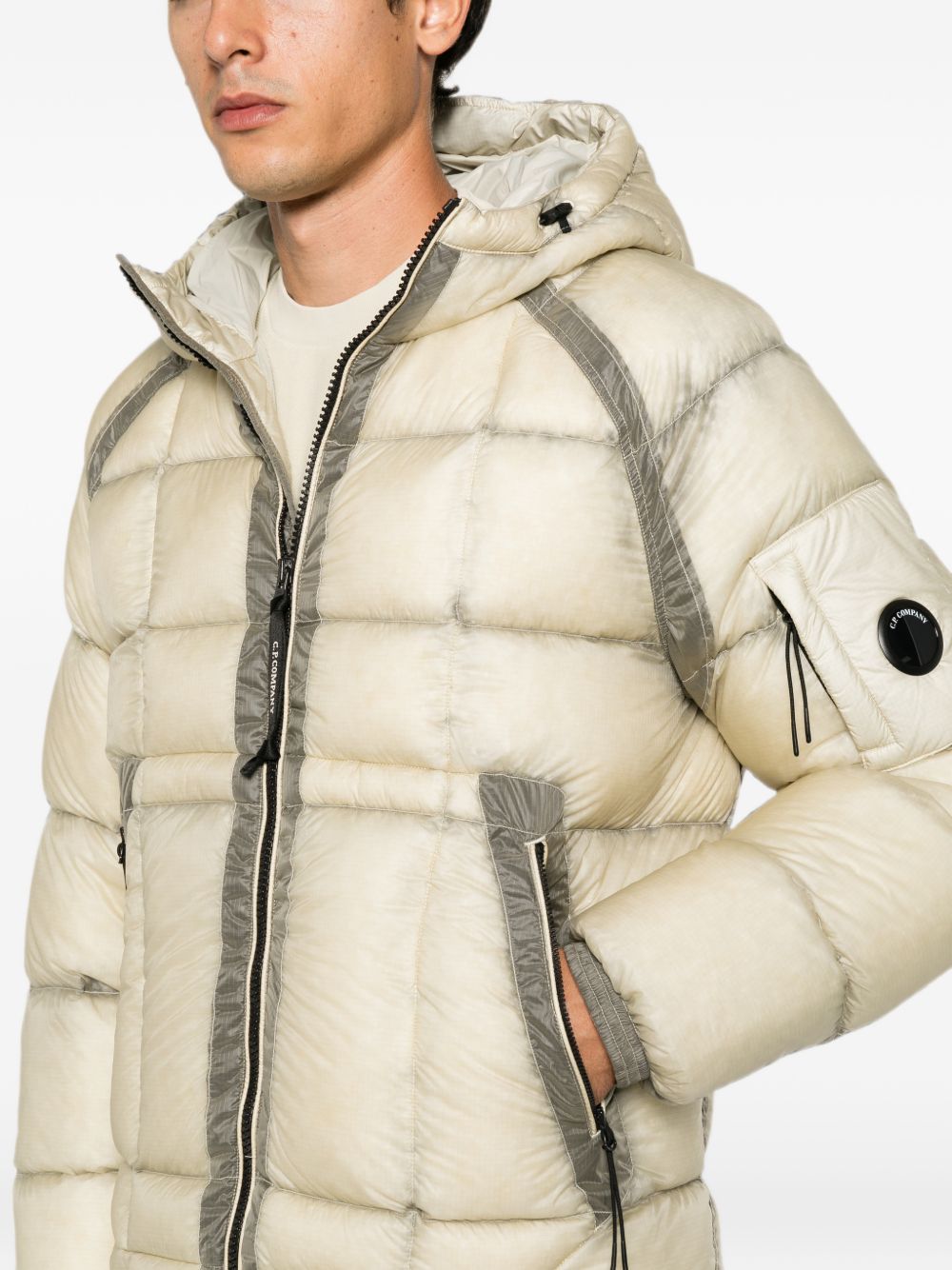 Giacca D.D. Piumino Shell beige e argento con cappuccio 