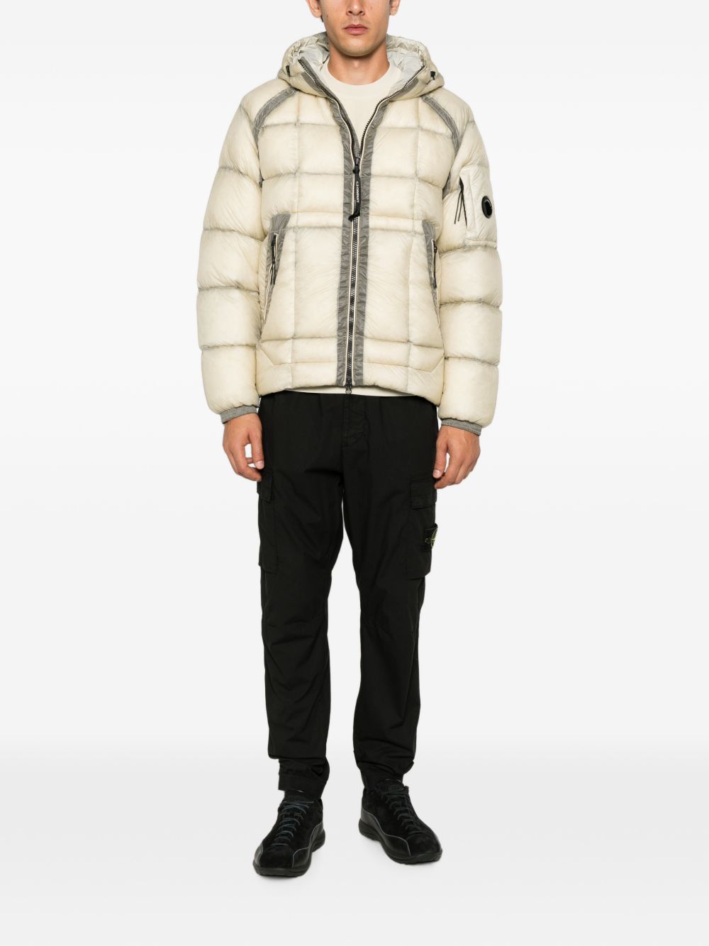 Giacca D.D. Piumino Shell beige e argento con cappuccio 