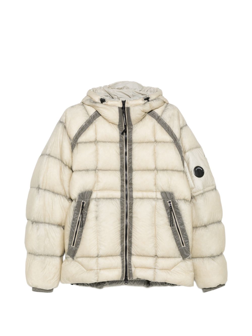 Giacca D.D. Piumino Shell beige e argento con cappuccio 