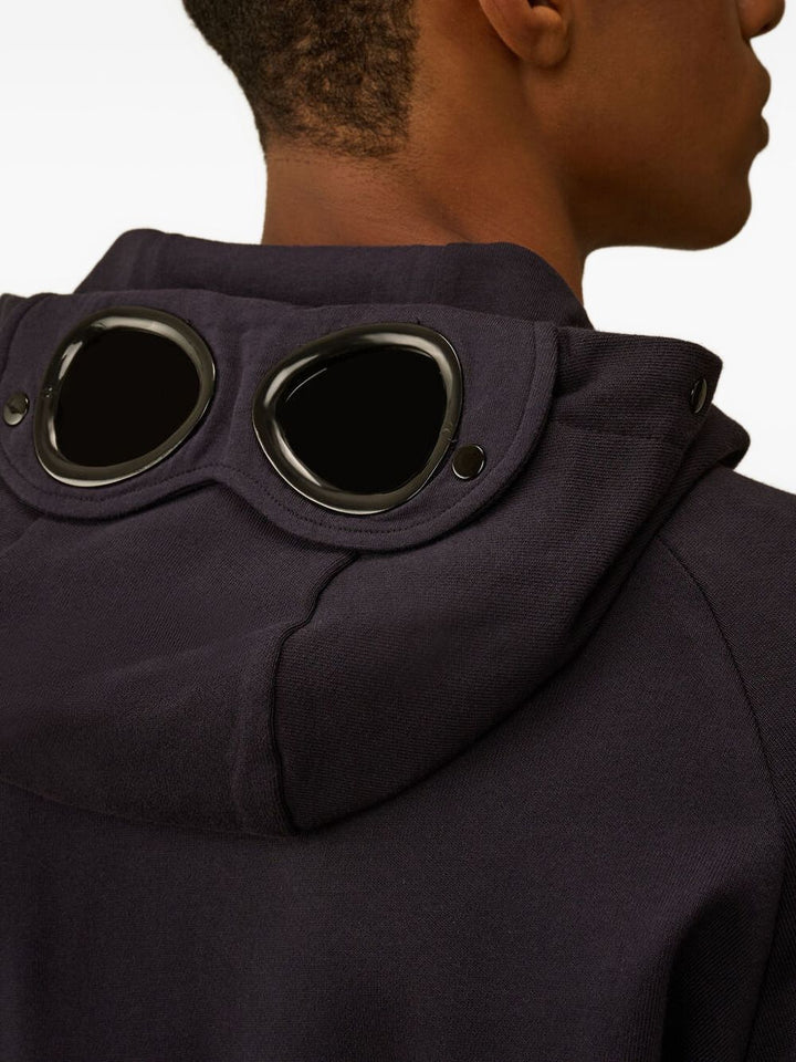 Felpa Goggle blu scuro in pile di cotone 
