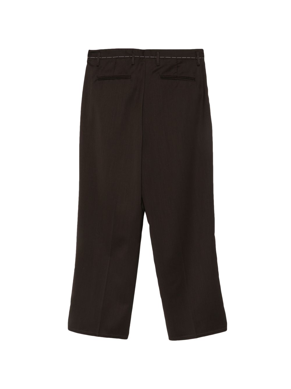 Pantaloni marroni dritti con cuciture a contrasto 