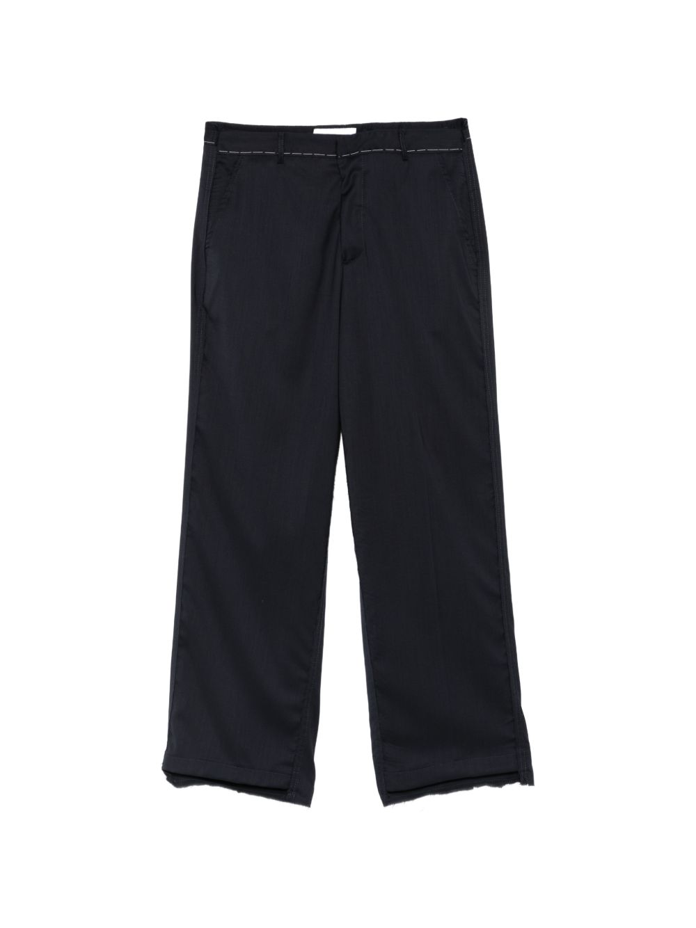 Pantaloni blu dritti con cuciture a contrasto 