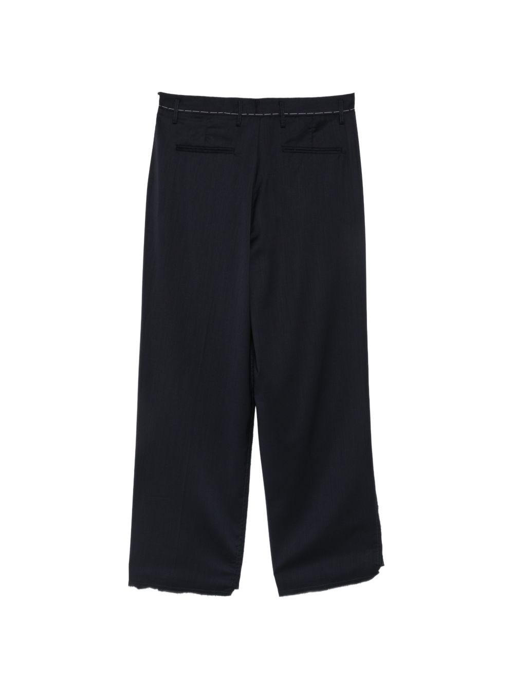Pantaloni blu dritti con cuciture a contrasto 