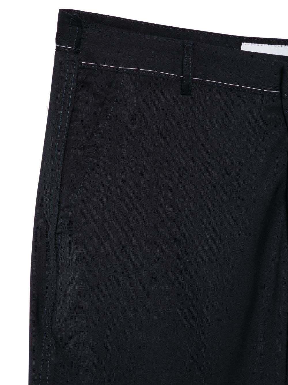 Pantaloni blu dritti con cuciture a contrasto 