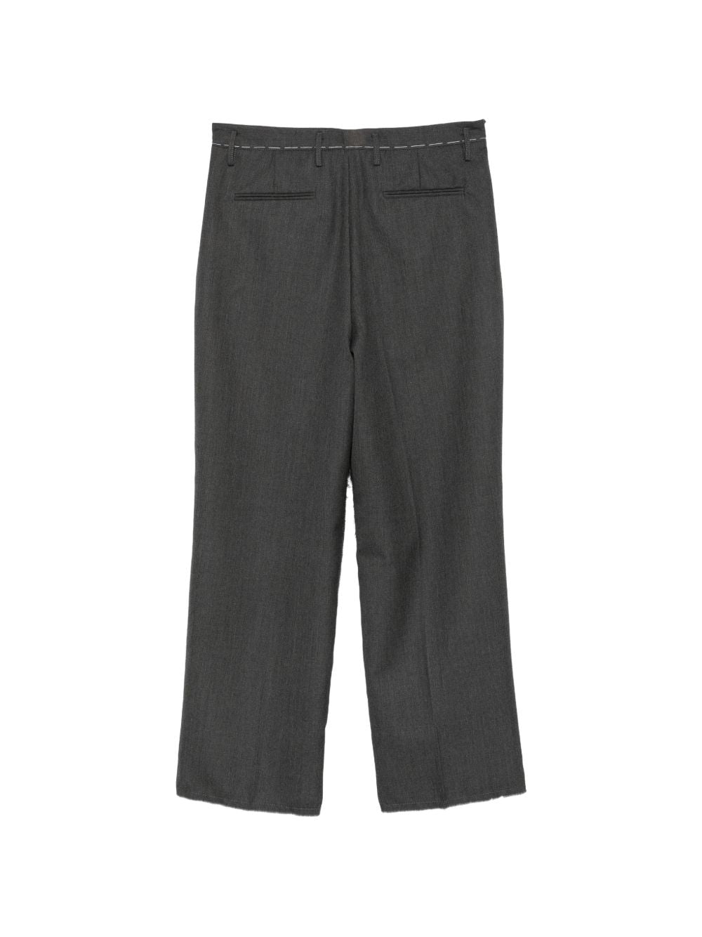 Pantaloni blu in lana vergine con cuciture a contrasto 