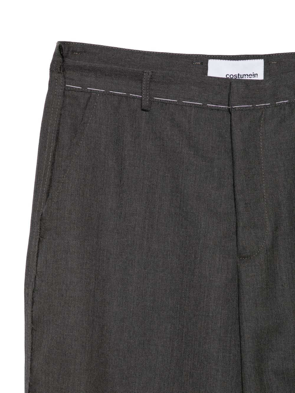 Pantaloni blu in lana vergine con cuciture a contrasto 