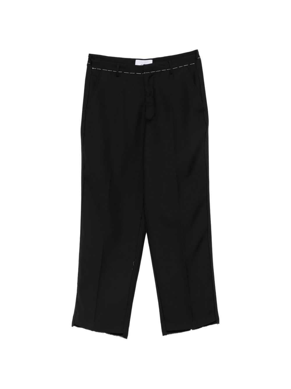Pantaloni neri in lana vergine con cuciture a contrasto 