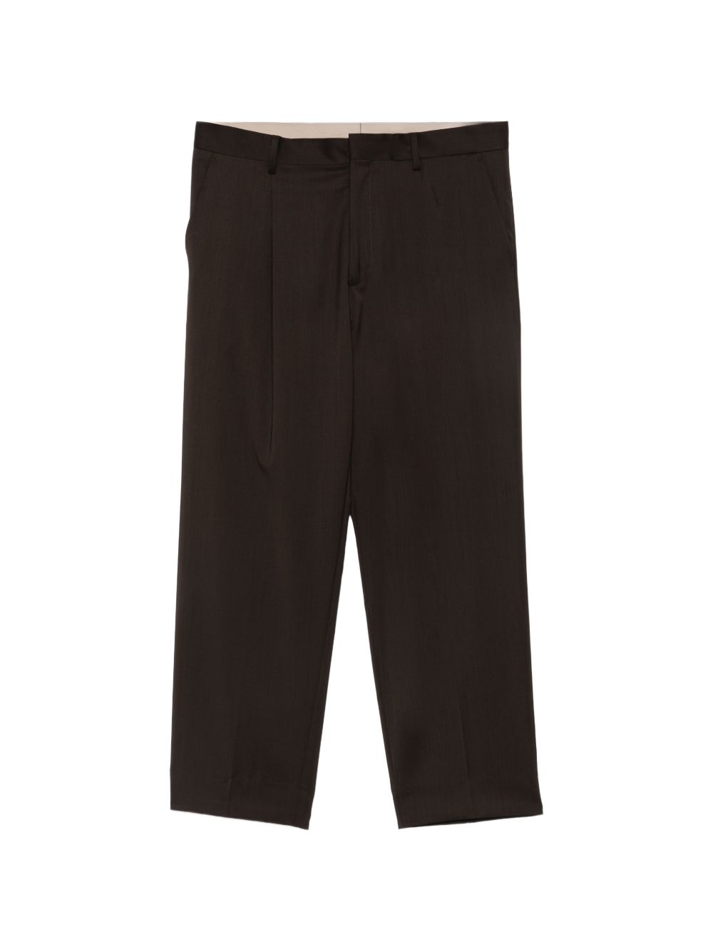 Pantaloni marrone scuro dritti con pieghe 