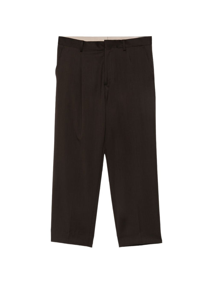 Pantaloni marrone scuro dritti con pieghe 