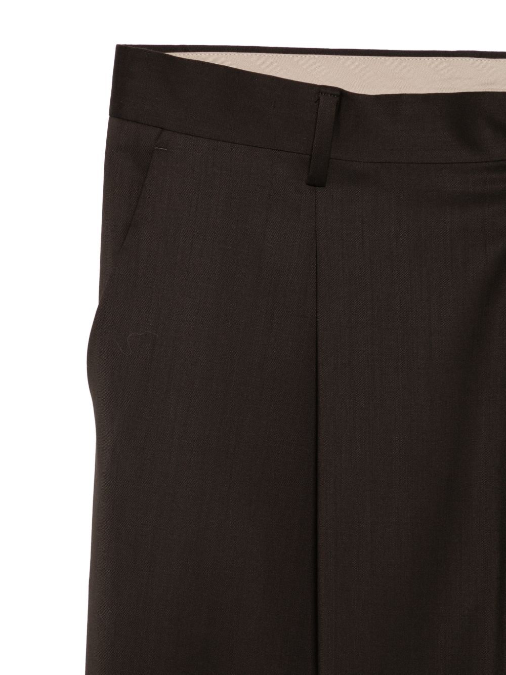 Pantaloni marrone scuro dritti con pieghe 