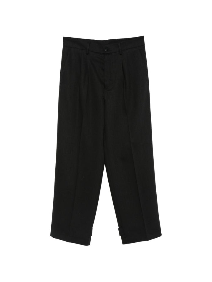 Pantaloni neri in lana vergine con pinces 