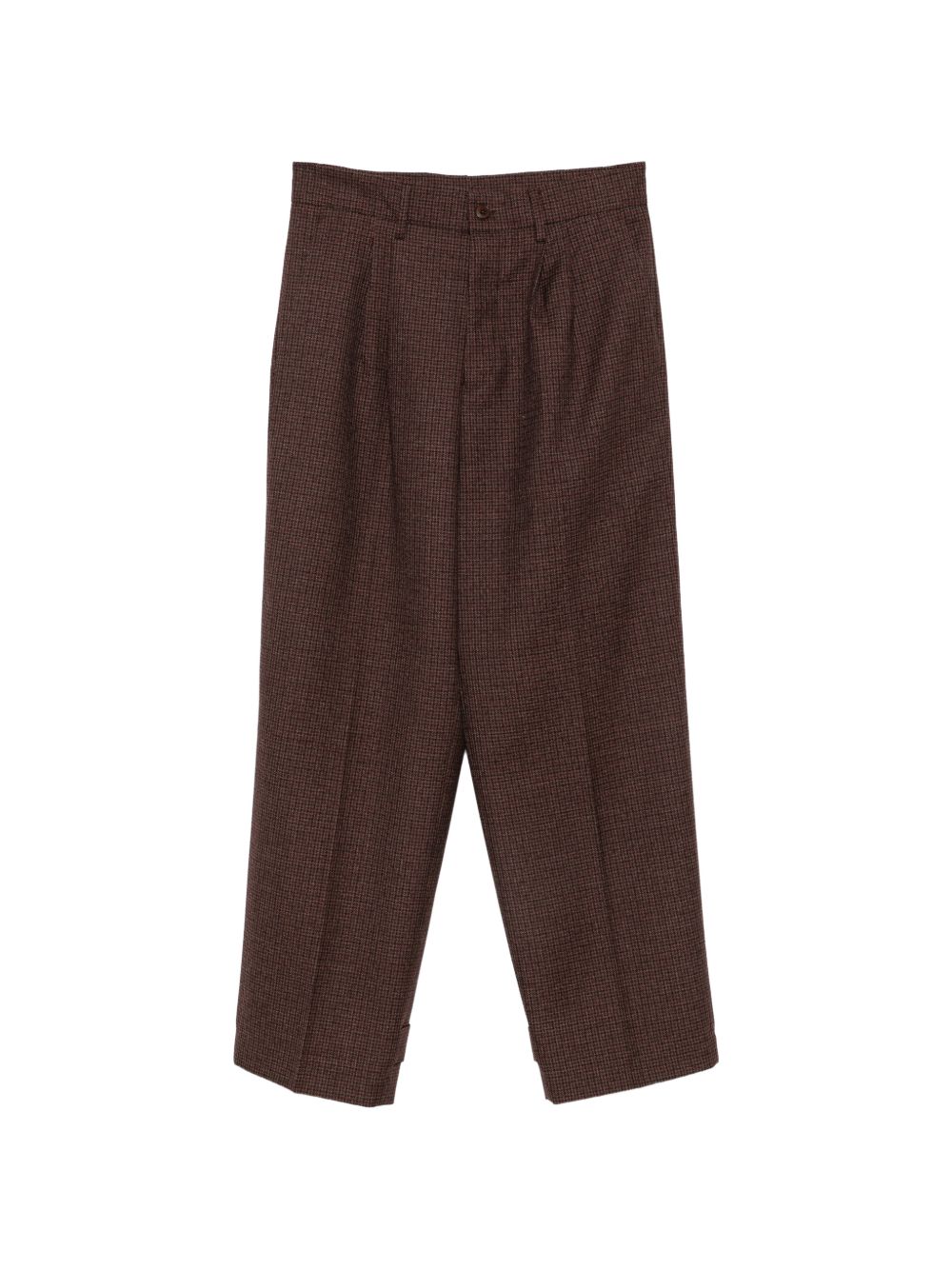Pantaloni bordeaux pied-de-poule con chiusura a bottoni 