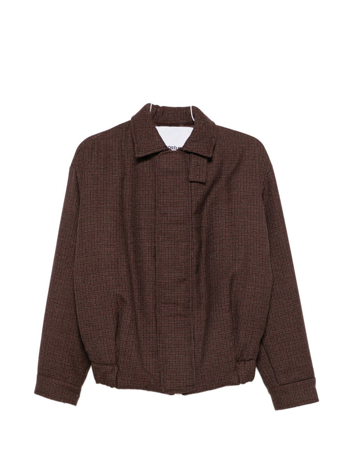 Giacca bordeaux con motivo pied-de-poule 