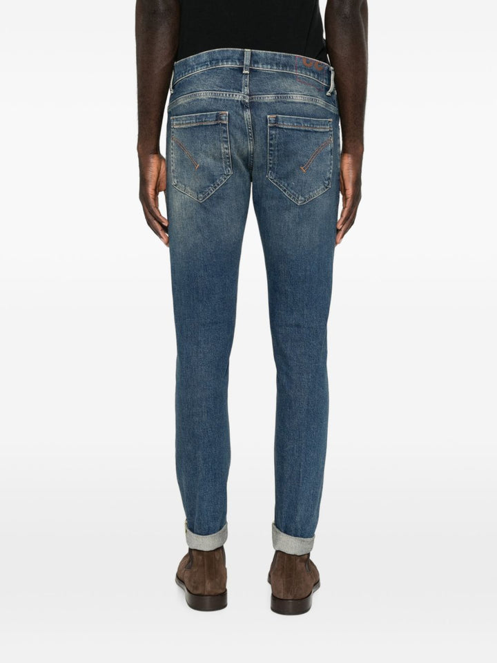 Jeans blu slim con effetto schiarito 