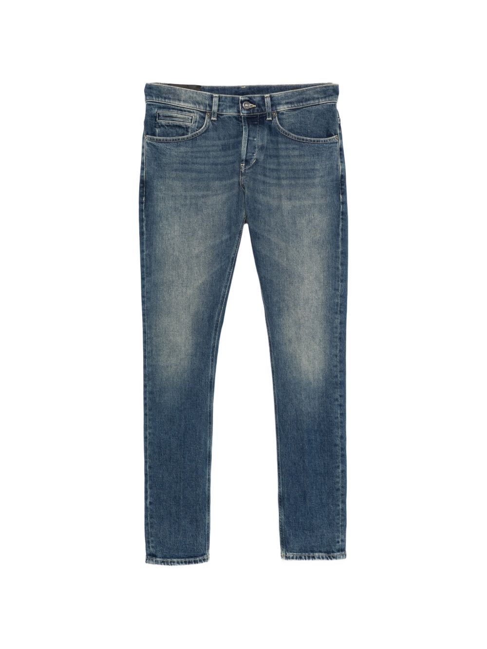 Jeans blu slim con effetto schiarito 