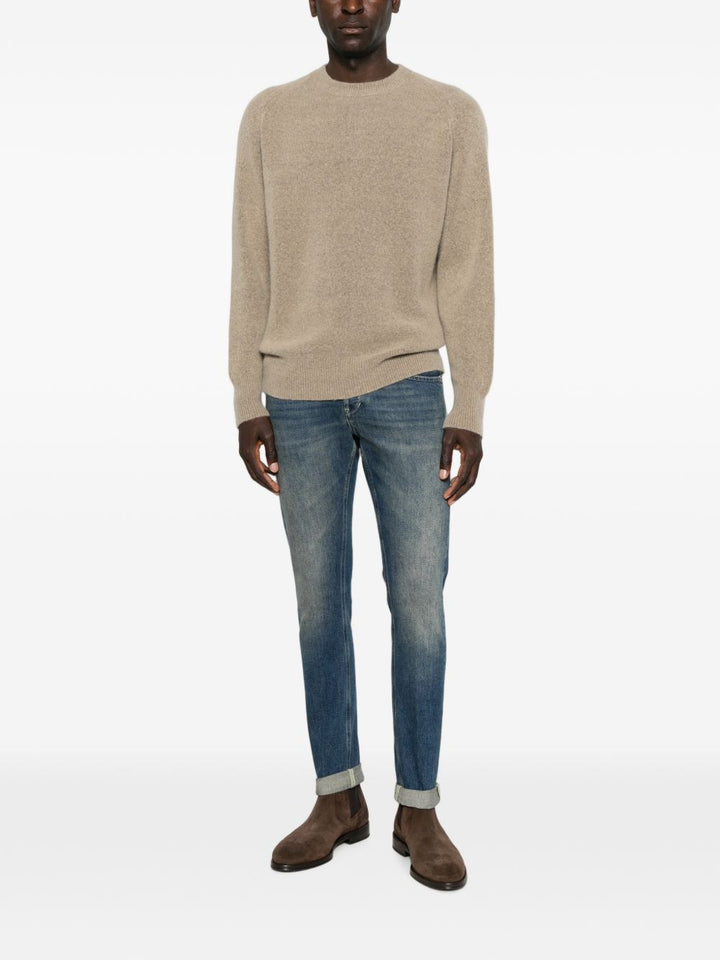 Jeans blu slim con effetto schiarito 