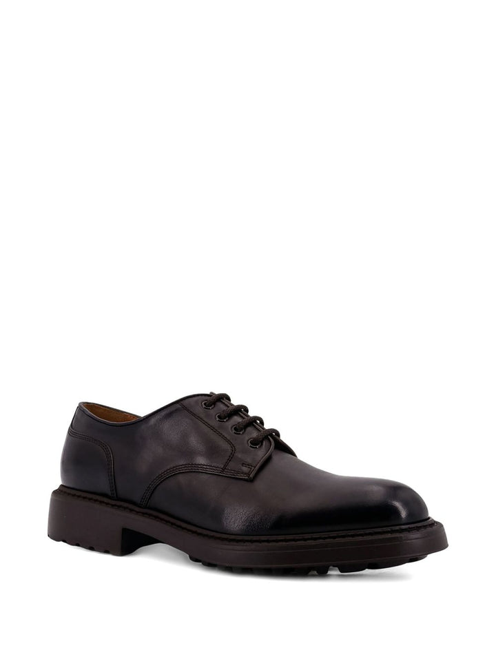 Derby stringate testa di moro in pelle 