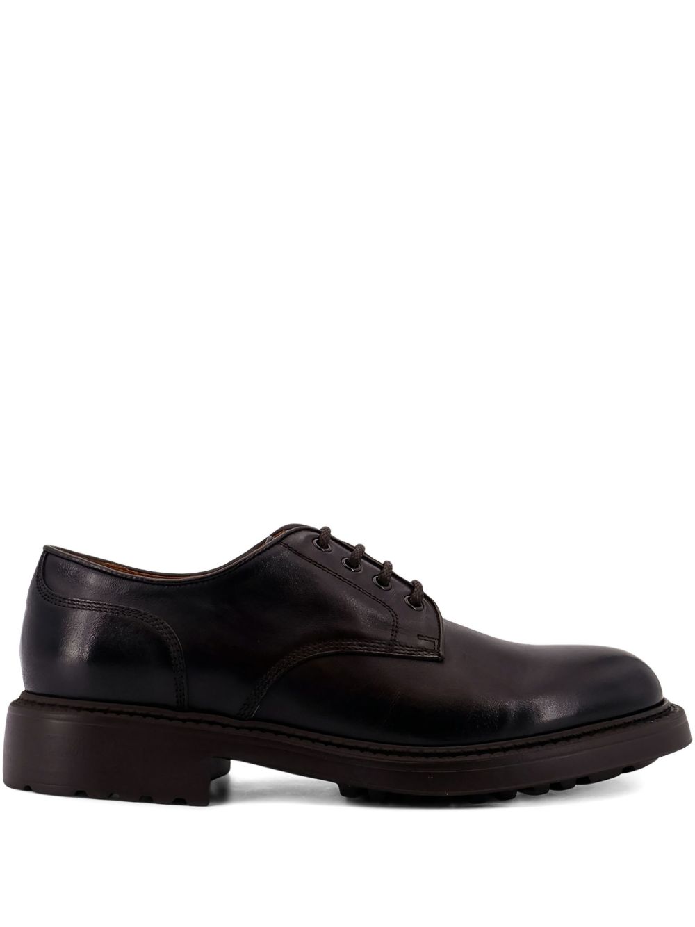 Derby stringate testa di moro in pelle 