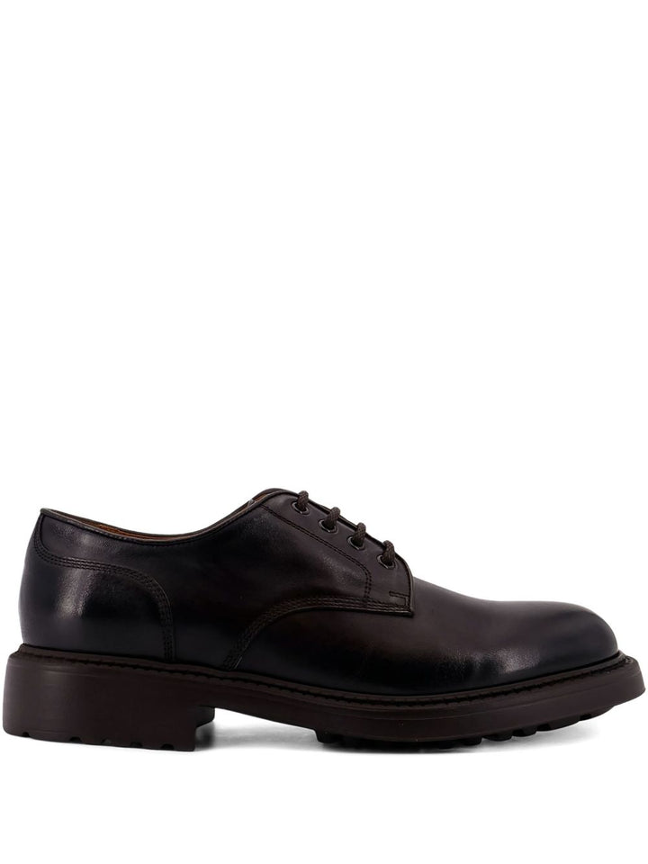 Derby stringate testa di moro in pelle 