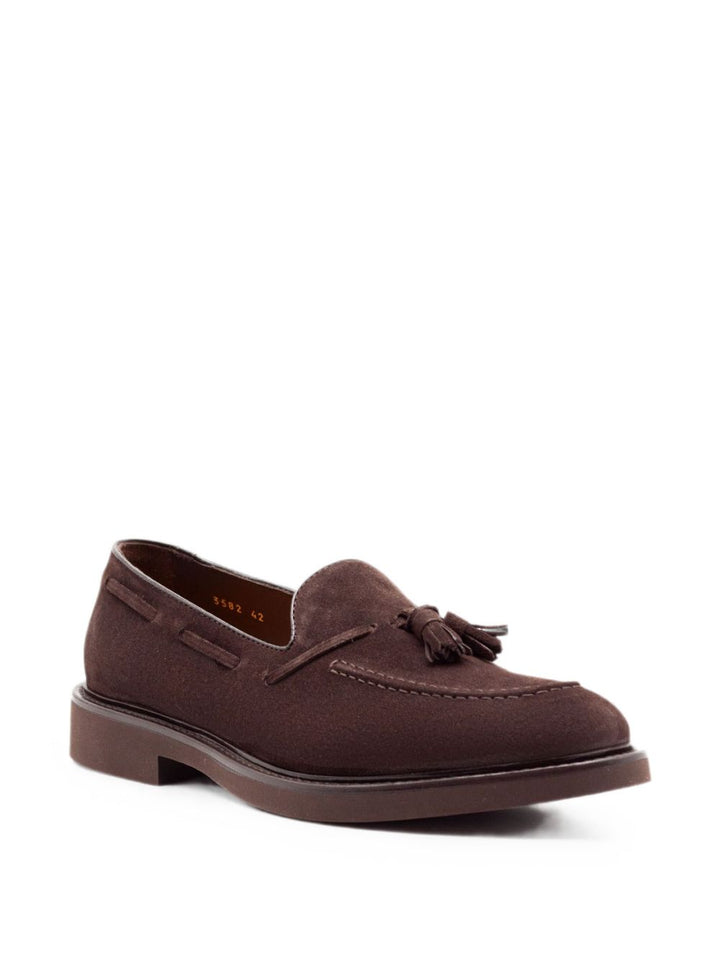 Mocassini marrone scuro in suede con nappine 