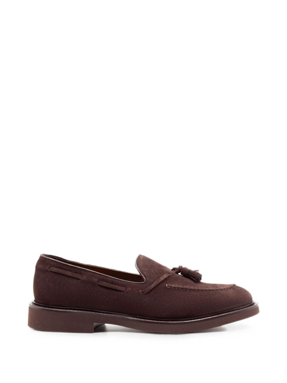 Mocassini marrone scuro in suede con nappine 