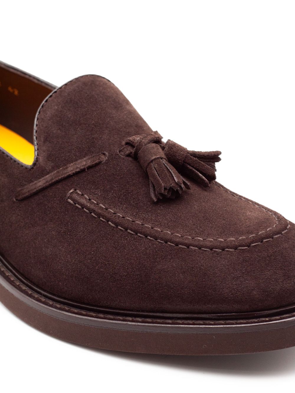 Mocassini marrone scuro in suede con nappine 