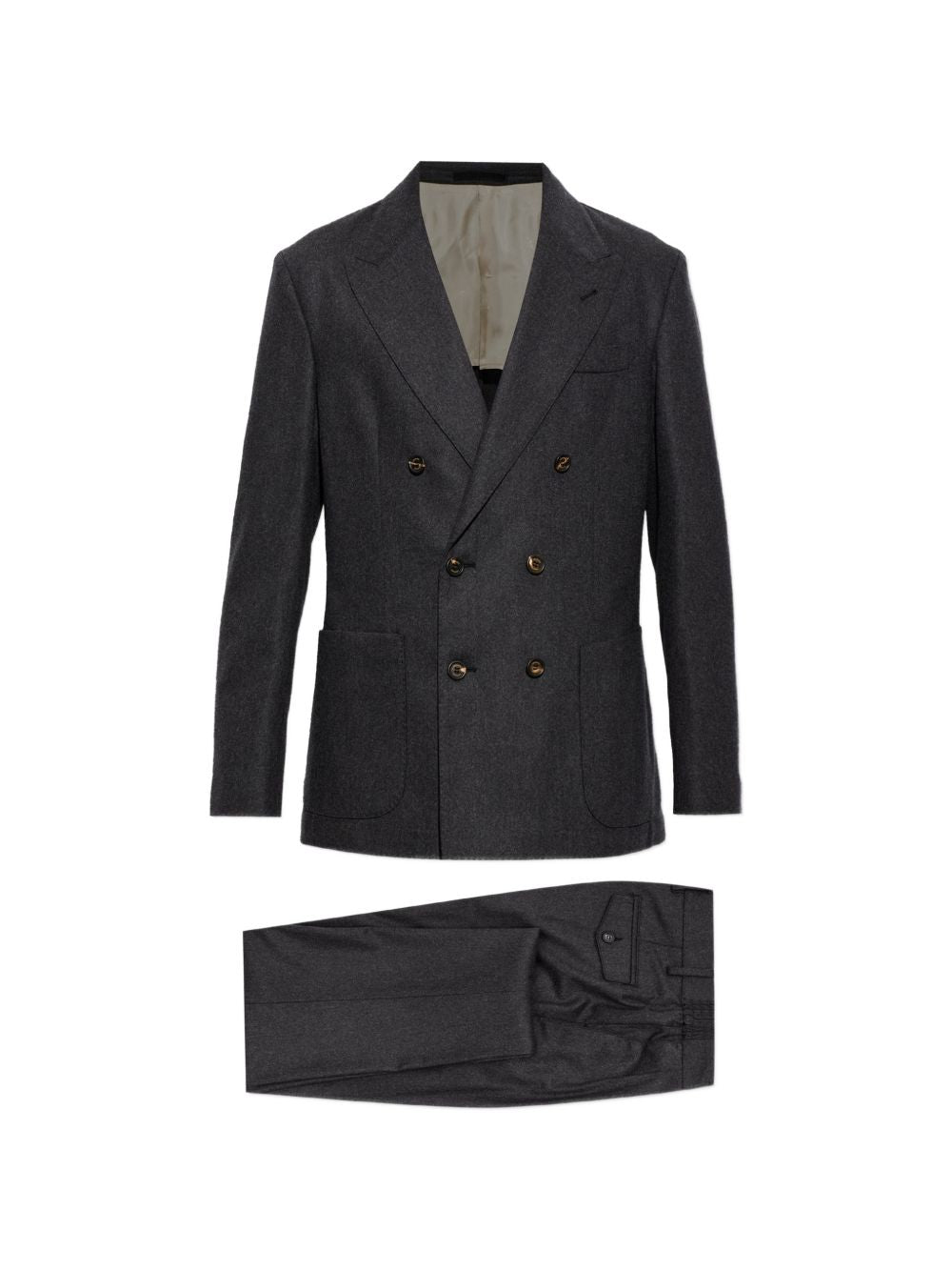 Abito doppiopetto grigio in lana e cashmere 