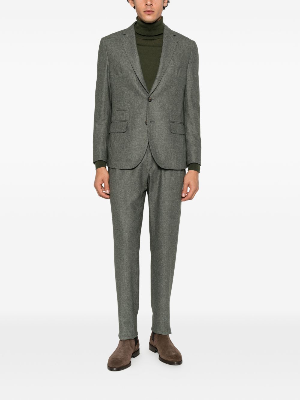 Abito verde militare monopetto con revers classici 