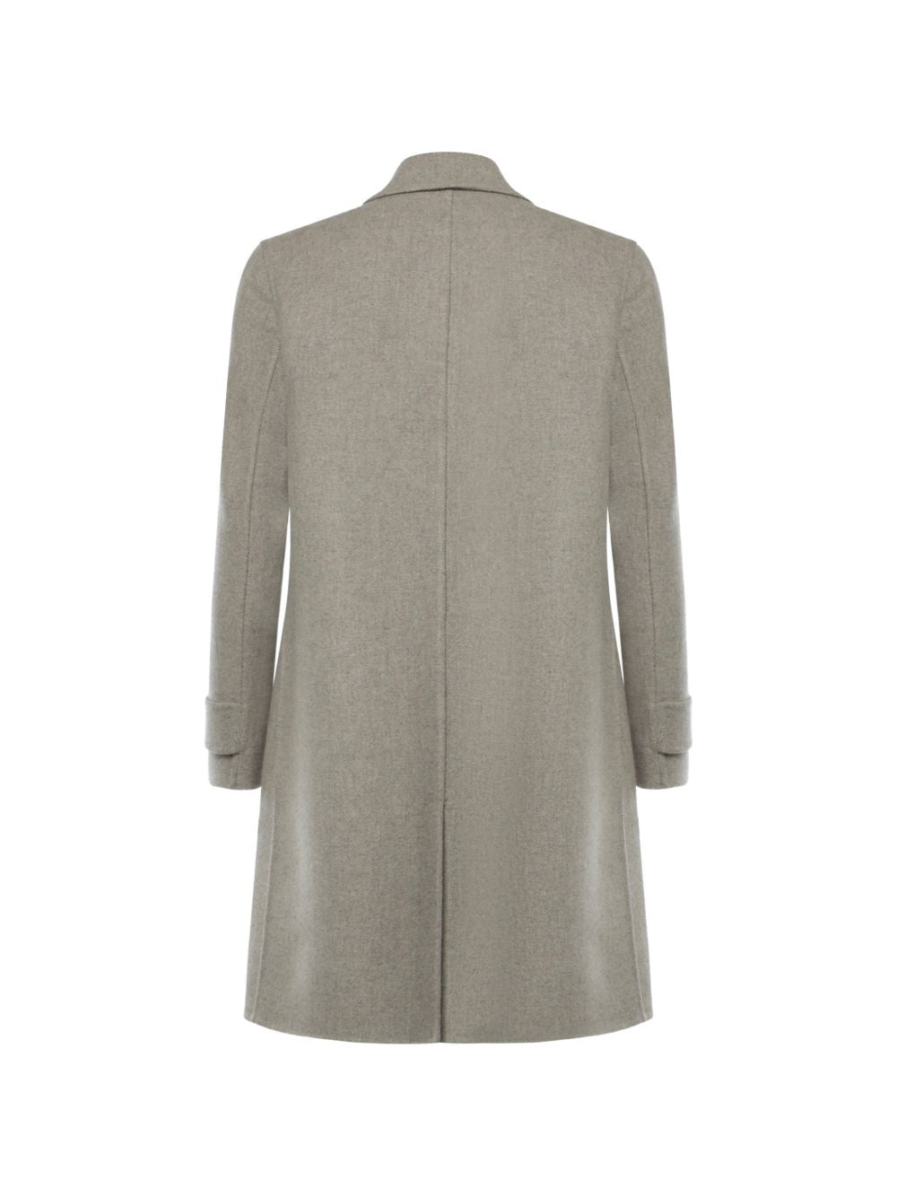 Cappotto monopetto grigio spigato in lana e cashmere 