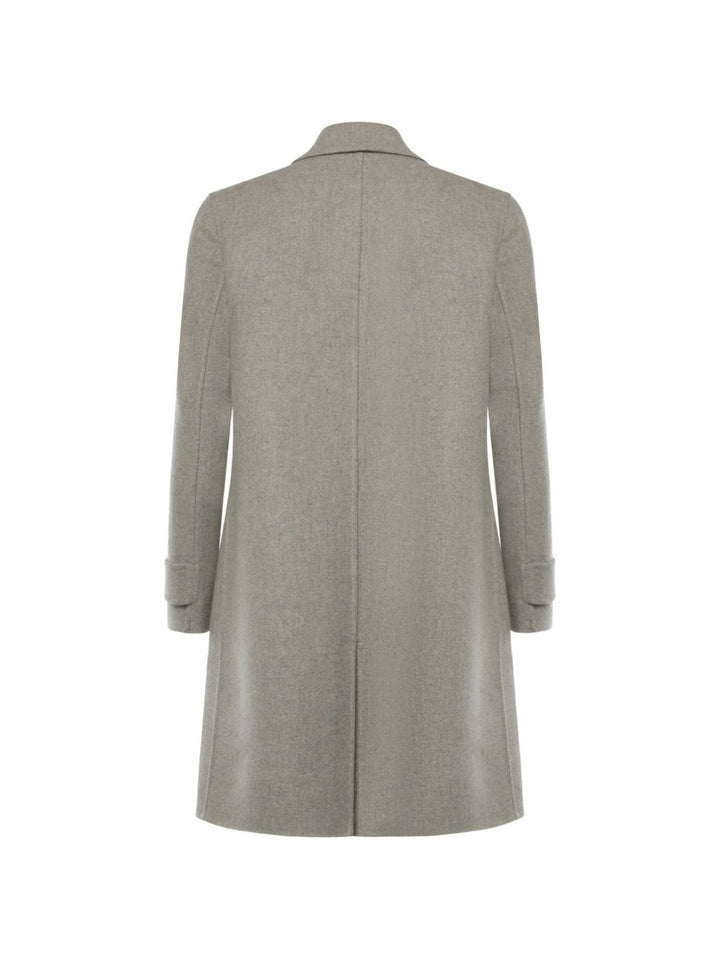 Cappotto monopetto grigio spigato in lana e cashmere 