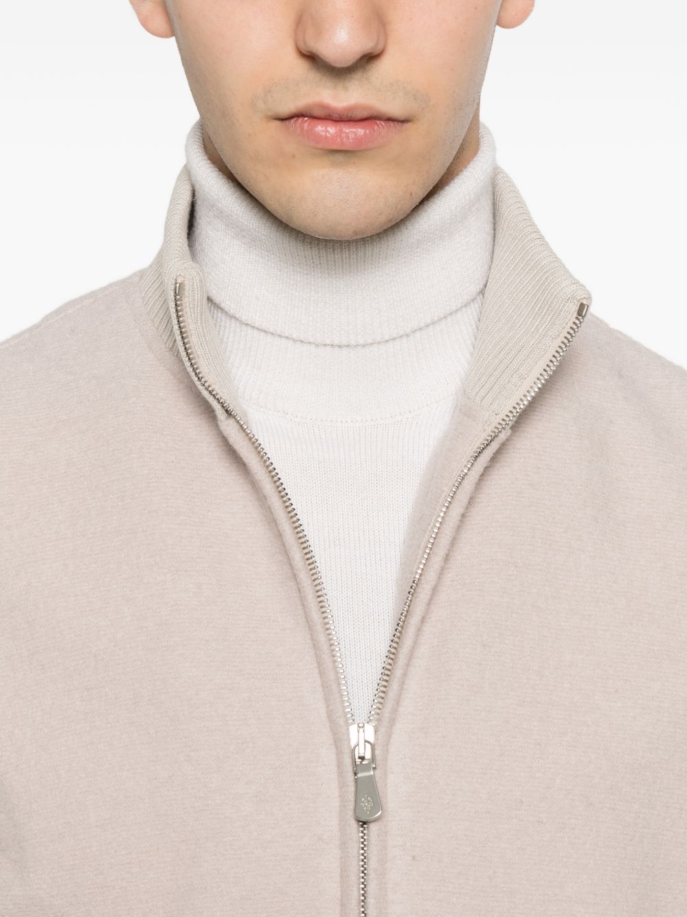 Bomber avorio/sabbia con zip 