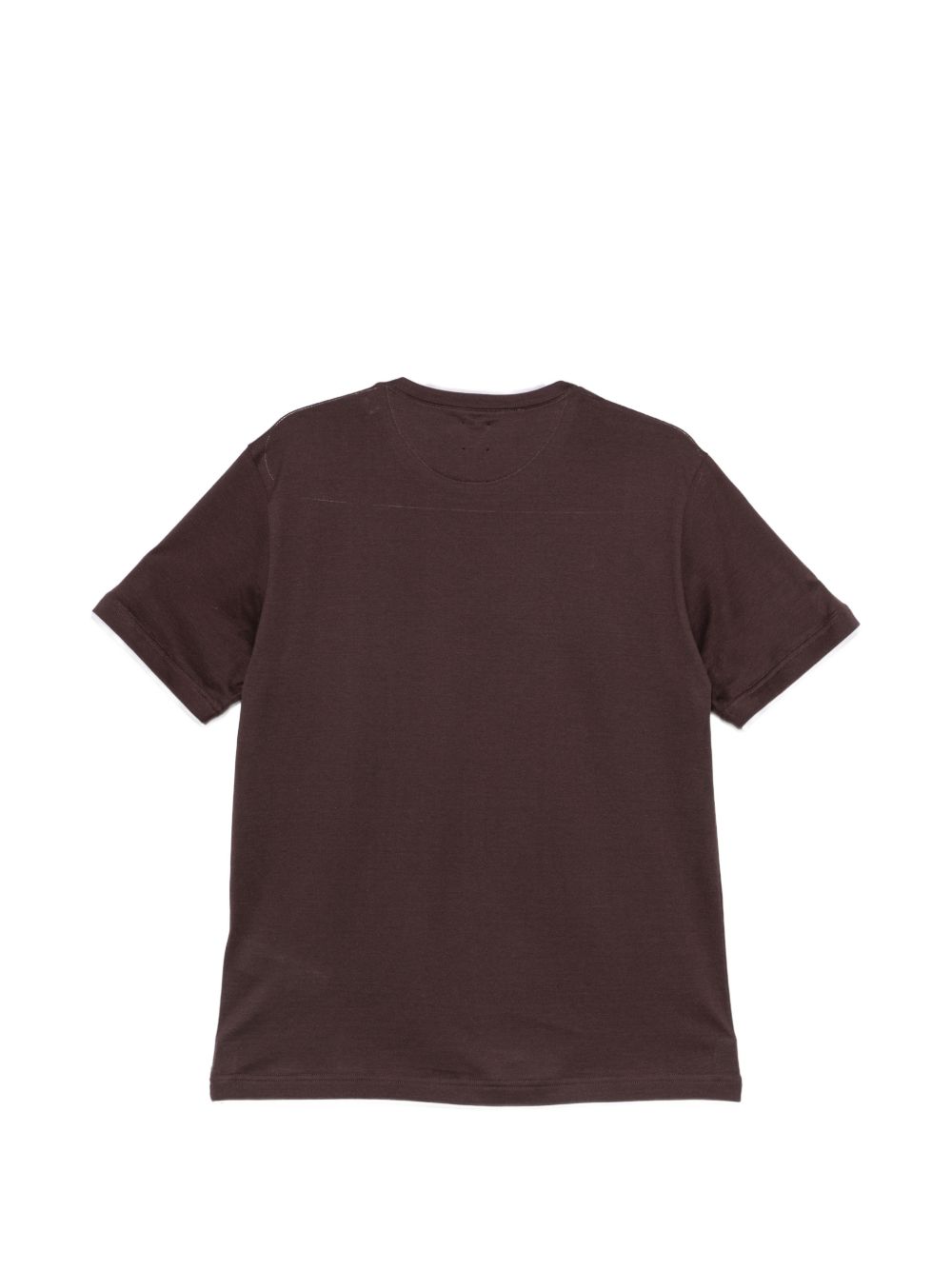 T-shirt bordeaux in cotone con collo alto 